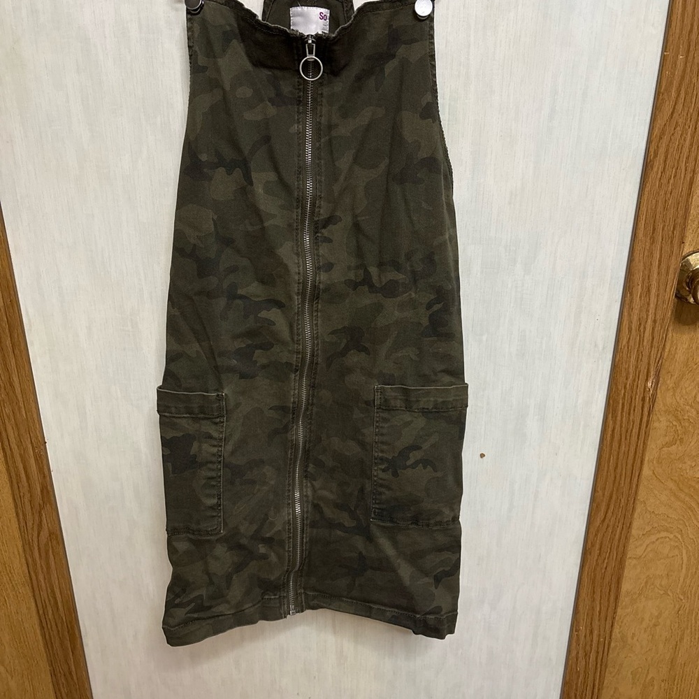 SO Olive Camouflage Dress with Zipper